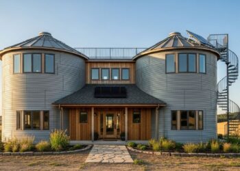 Eles transformaram dois silos de grãos em uma casa futurista de 170 metros quadrados em Utah, criando um lar de luxo circular com isolamento térmico perfeito