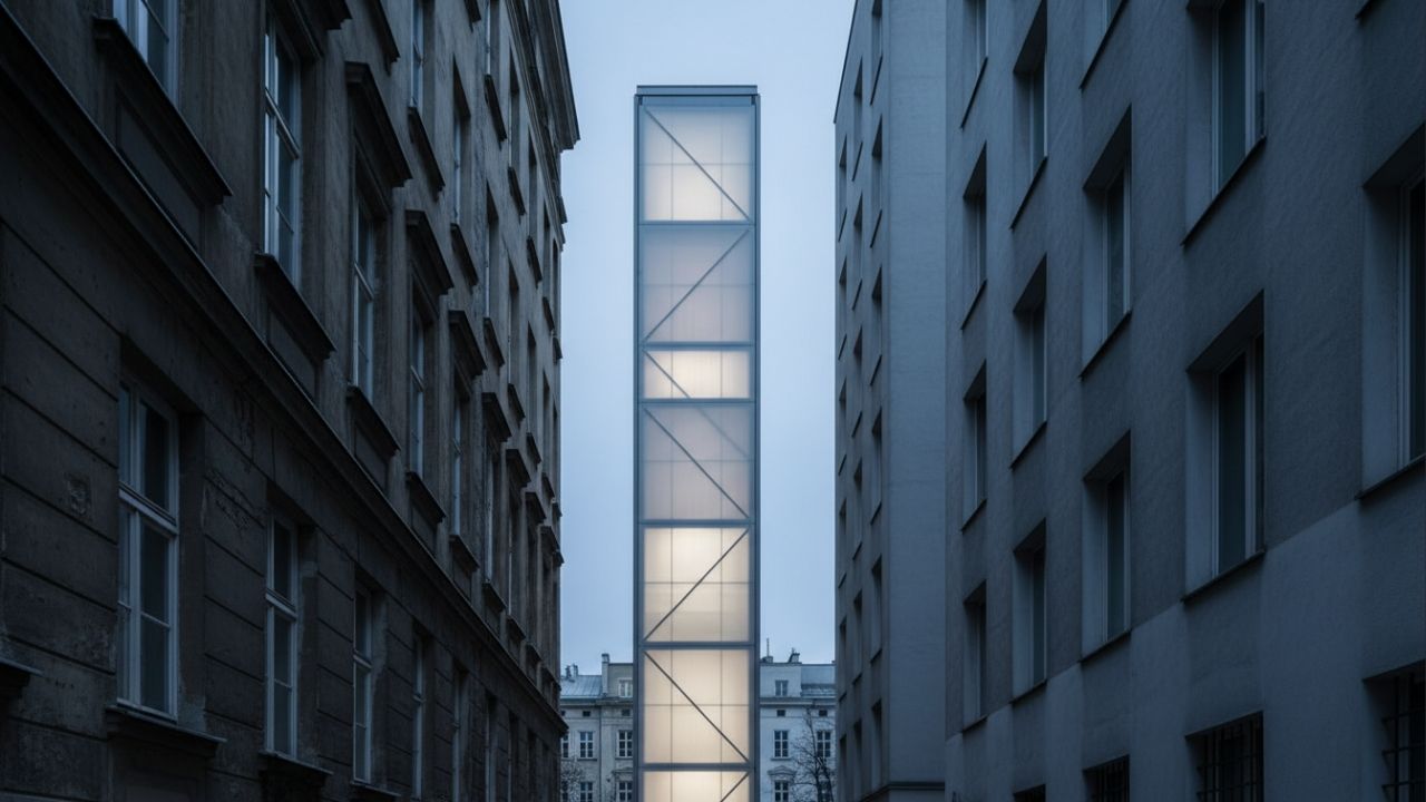 Com apenas 122 cm de largura, a Keret House na Polônia é a casa mais estreita do mundo e fica espremida entre dois prédios em uma fenda urbana