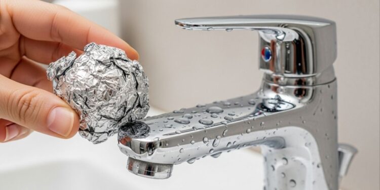 Se as torneiras do banheiro estão manchadas, você precisa testar o truque da bolinha de alumínio