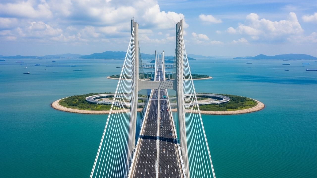Com seus 55 km de extensão unindo pontes e túneis sobre o mar, a travessia chinesa virou a maior obra de infraestrutura marítima de todo o planeta