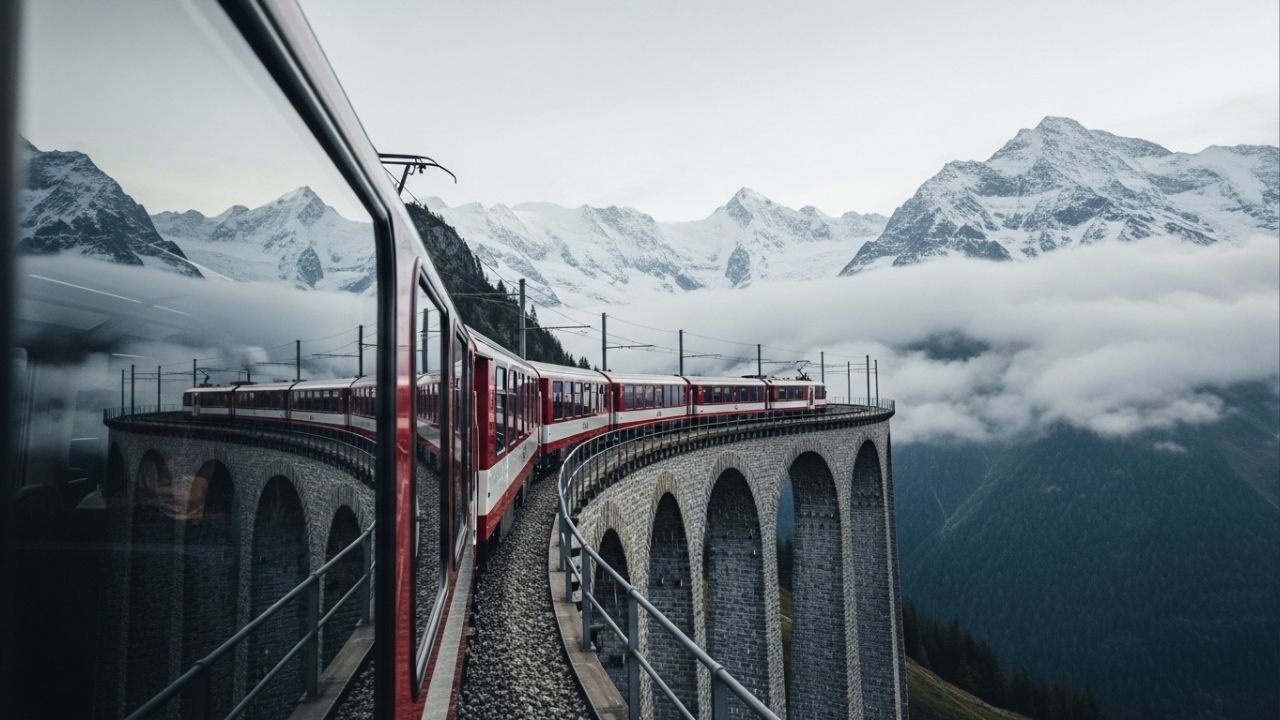 O trem que atravessa as nuvens: ferrovia sobe a 4.000 metros de altura e oferece a vista mais bonita da Europa através de janelas panorâmicas gigantes