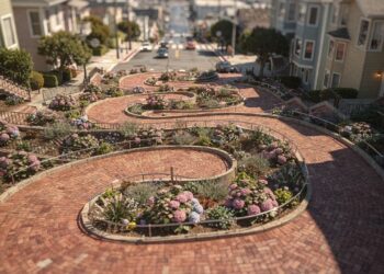 A famosa rua de São Francisco possui 8 curvas fechadas em um único quarteirão; a Lombard Street virou o trajeto urbano mais sinuoso e florido do mundo