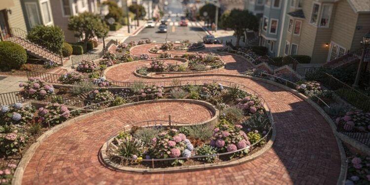 A famosa rua de São Francisco possui 8 curvas fechadas em um único quarteirão; a Lombard Street virou o trajeto urbano mais sinuoso e florido do mundo