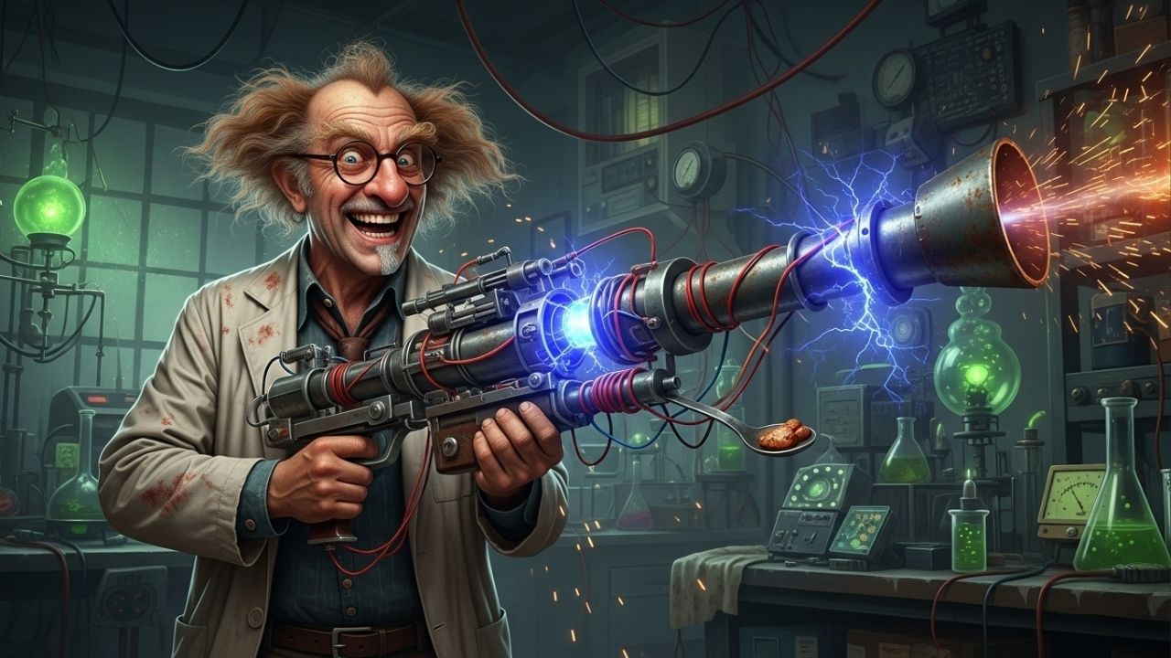 Sozinho, ele criou uma bazuca de plasma utilizando somente objetos de casa