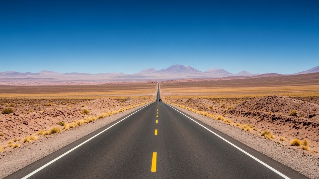 O trecho da Pan-Americana no Chile cruza o deserto mais seco do mundo; são centenas de quilômetros de asfalto em um cenário árido e isolado