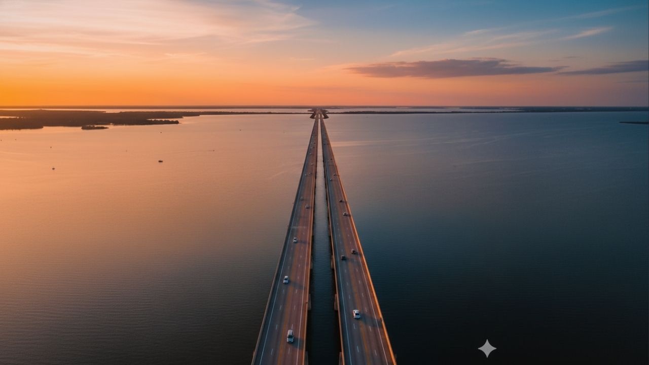 Com seus 38,4 km sobre a água, a ponte do Lago Pontchartrain virou a maior do mundo em trecho contínuo e um marco da infraestrutura americana
