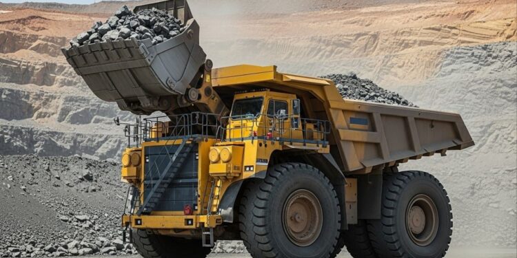 Com pneus de 4 metros e carga de 400 toneladas, o gigante de aço consome 300 litros de diesel por hora na mineração a céu aberto