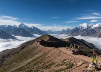 A estrada no Tibete atinge 5.565m de altitude; asfaltada, a Semo La supera a altura do acampamento base do Monte Everest