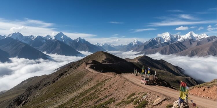 A estrada no Tibete atinge 5.565m de altitude; asfaltada, a Semo La supera a altura do acampamento base do Monte Everest