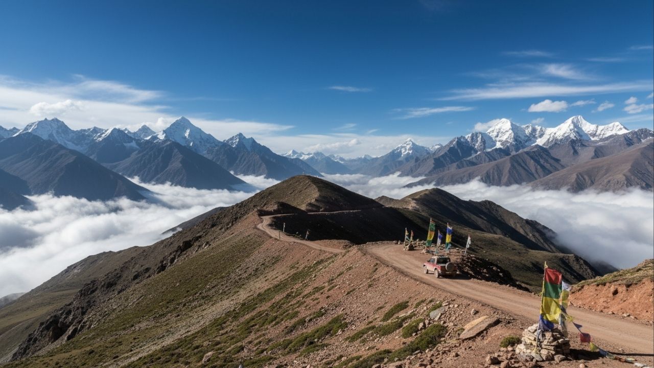 A estrada no Tibete atinge 5.565m de altitude; asfaltada, a Semo La supera a altura do acampamento base do Monte Everest