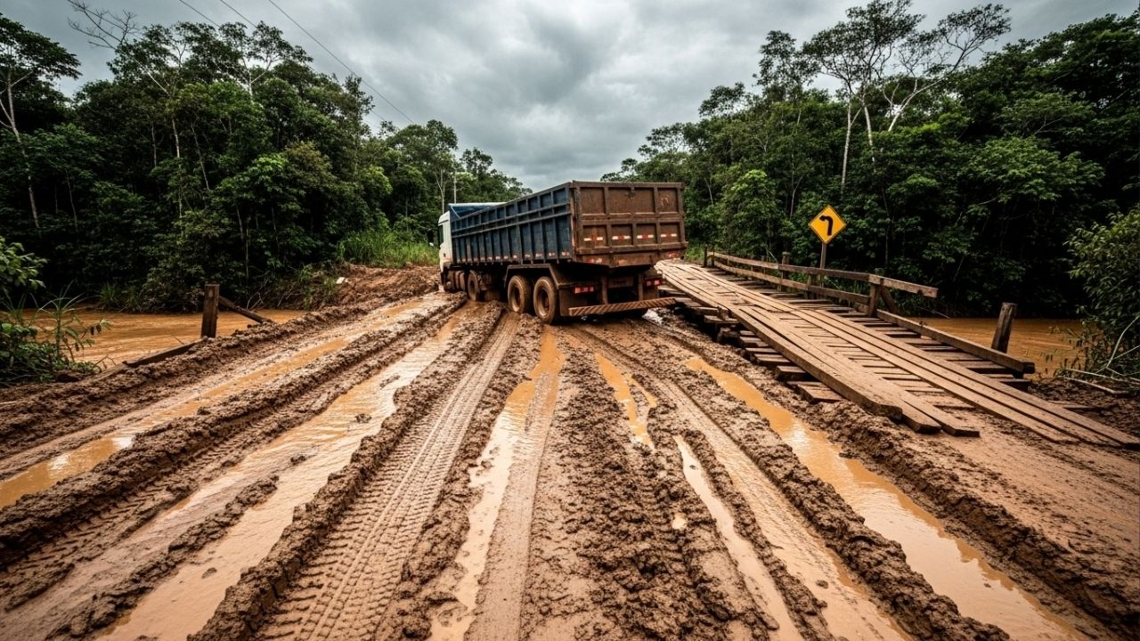 Projetada para ter 8.000 km a Transamazônica ainda possui 1.750 km não pavimentados que se tornam lamaçais intransitáveis 6 meses por ano