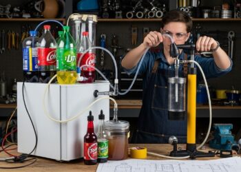 YouTuber monta máquina de refrigerante usando garrafas, pressão de ar e eletricidade