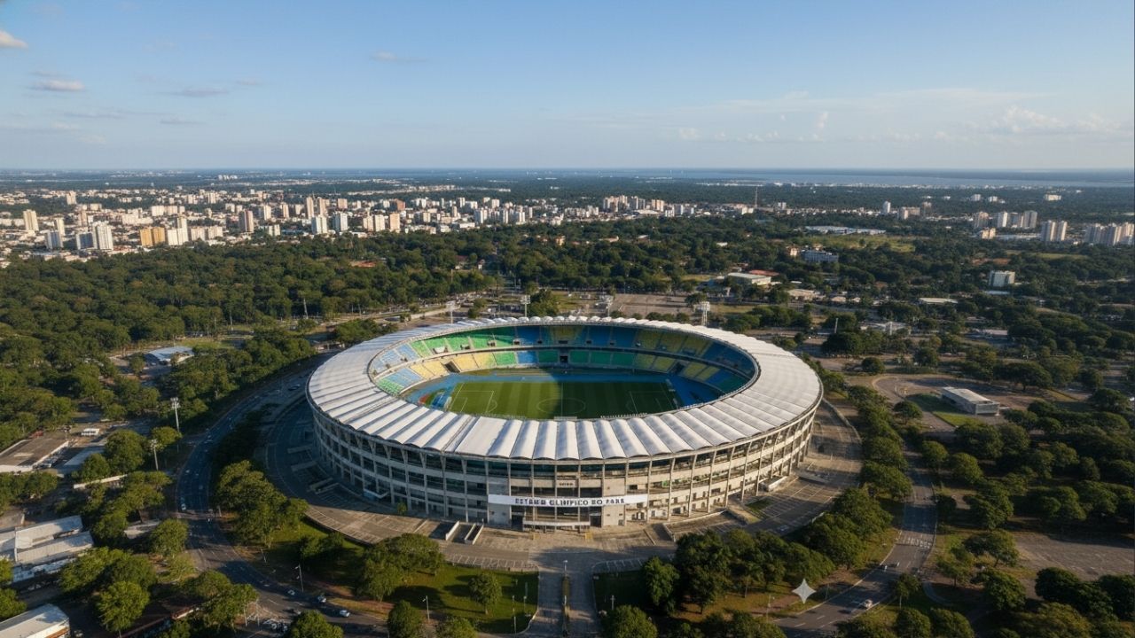 Com 53.635 lugares após sua reforma em 2023, o Estádio Mangueirão em Belém virou uma arena olímpica moderna com acessibilidade e ventilação natural