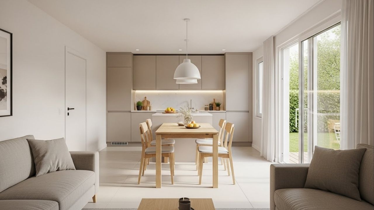 Casa moderna térrea de 100 metros quadrados com 3 quartos tem planta retangular inteligente e ambientes integrados