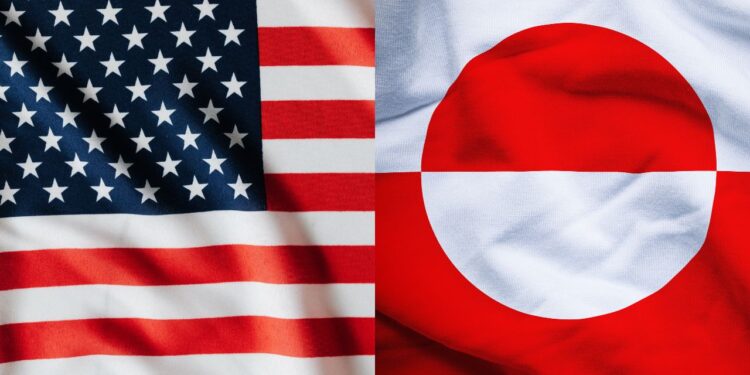 BANDEIRAS DOS EUA E DA GROENLÂNDIA