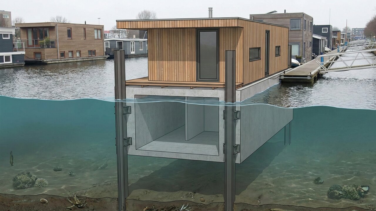 À prova de enchentes, esta aldeia flutuante na Holanda sobe com o nível do mar e gera sua própria energia