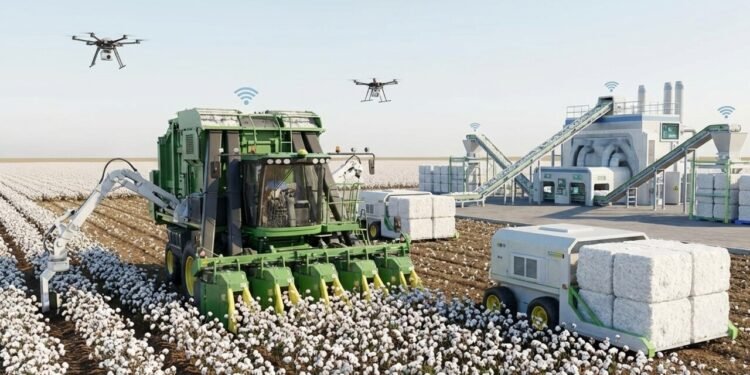 Máquinas colossais colhem toneladas de algodão em minutos: a incrível jornada da planta até a sua roupa
