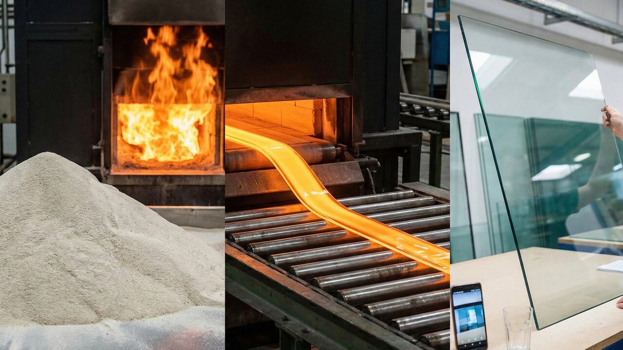 Com areia de sílica derretida a 1.700°C e um banho de estanho: é assim que a indústria transforma grãos em placas de vidro plano