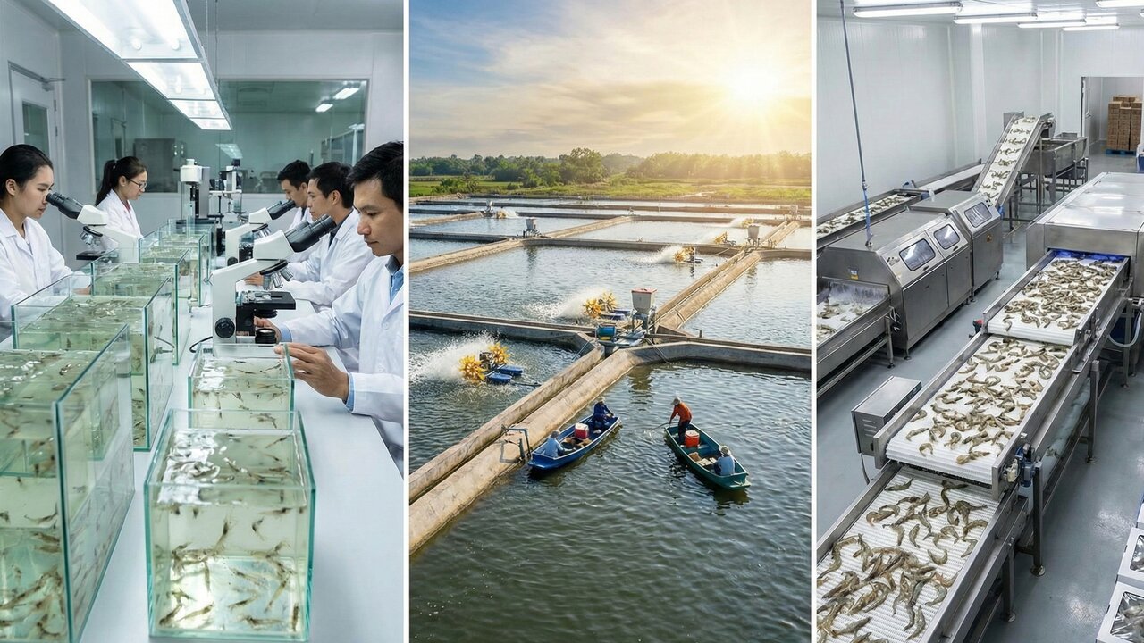 Com milhões de camarões criados em fazendas e um controle rigoroso: é assim que a aquicultura produz o fruto do mar em larga escala