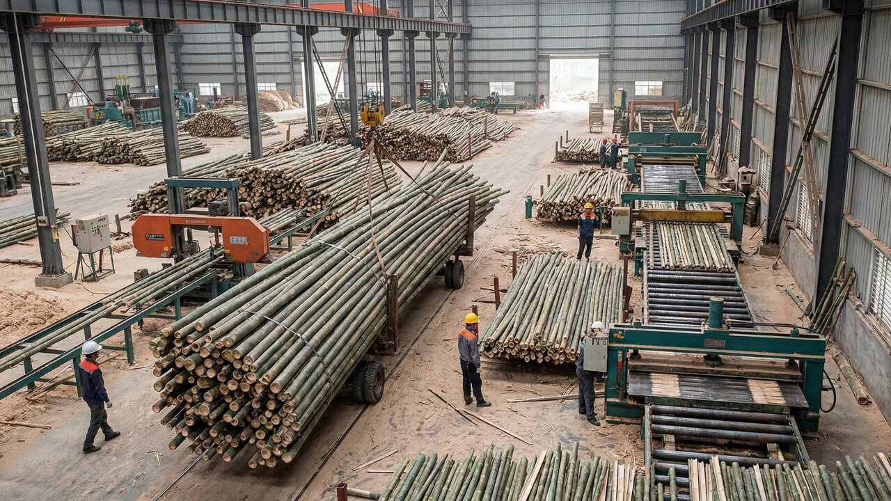 Com colheita manual e prensas que fundem as fibras: é assim que o bambu se transforma em uma madeira resistente e sustentável