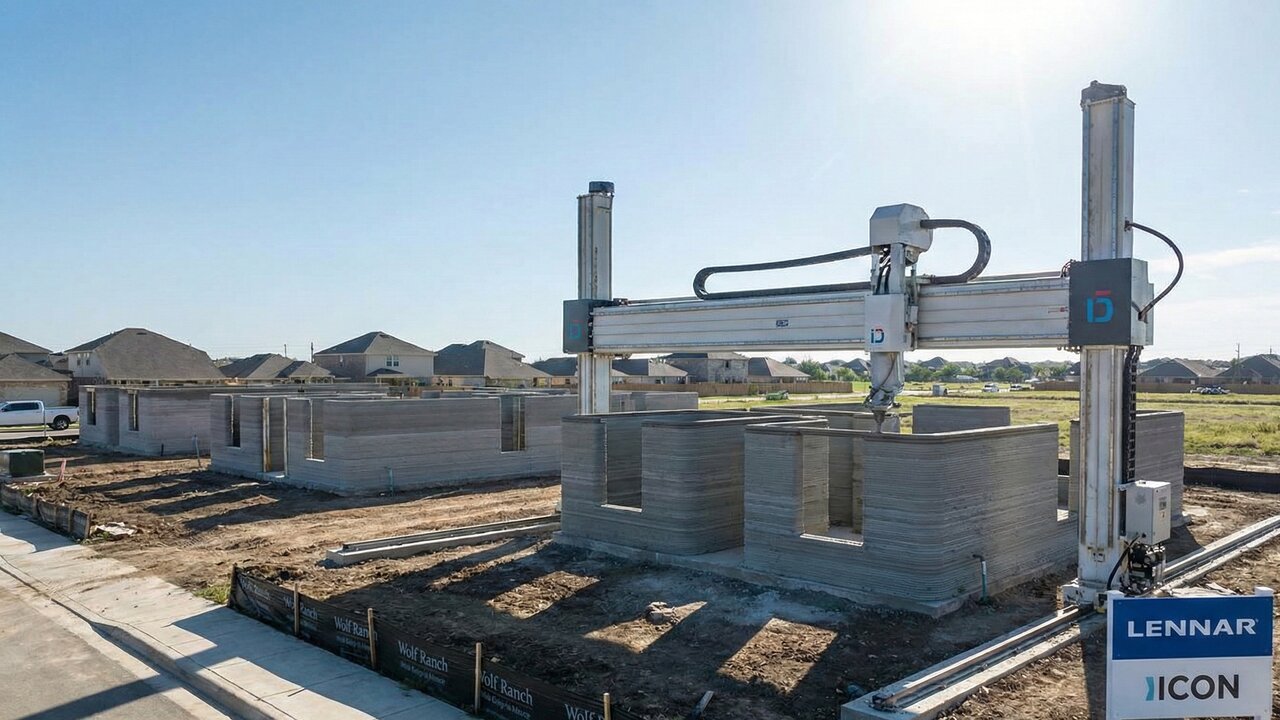 Com paredes curvas impressas por robôs, o maior bairro de casas 3D do mundo no Texas inaugura a era da construção automatizada e sem pedreiros