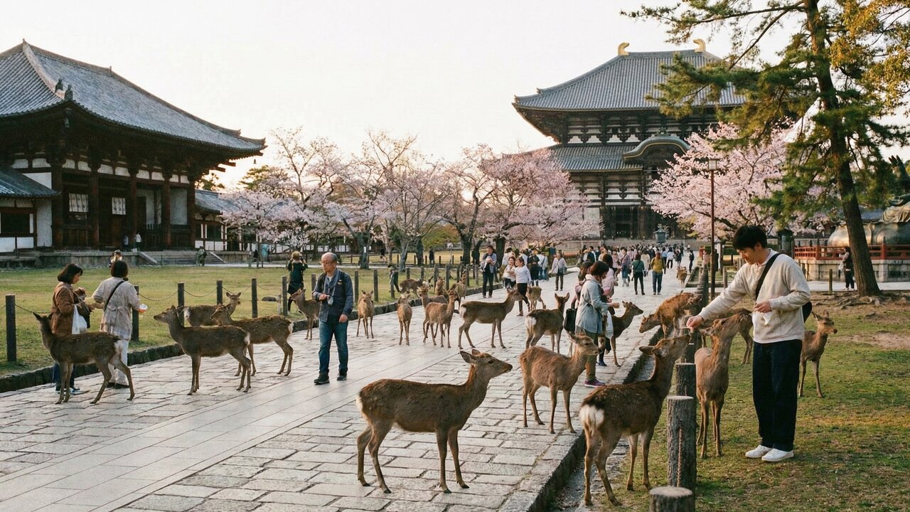 O vale dos cervos sagrados: a cidade onde animais selvagens passeiam livremente entre os turistas