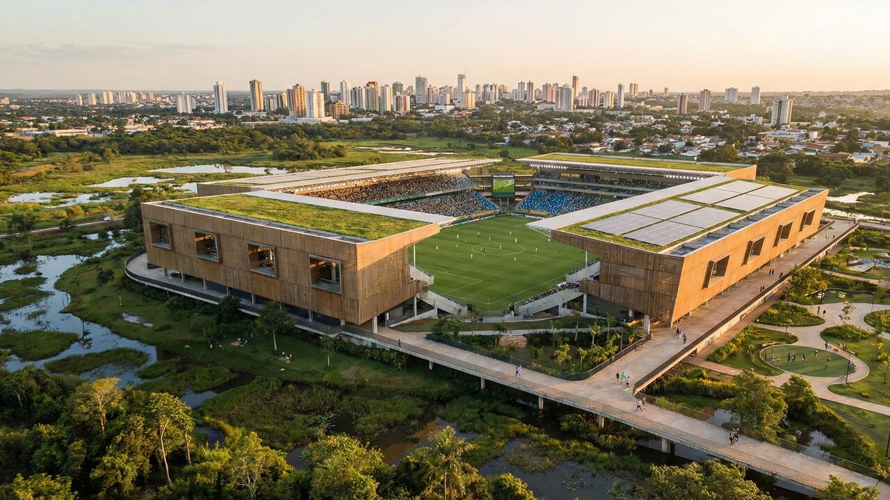 Com estrutura desmontável e foco em sustentabilidade, a arena virou um marco da Copa do Mundo de 2014 no coração do Brasil