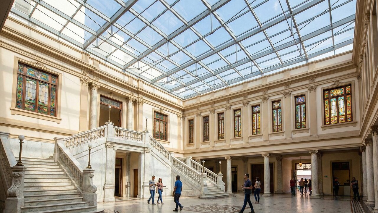 Com seu pátio iluminado e arquitetura neoclássica, a estrutura virou um dos centros culturais mais importantes e bonitos do Brasil