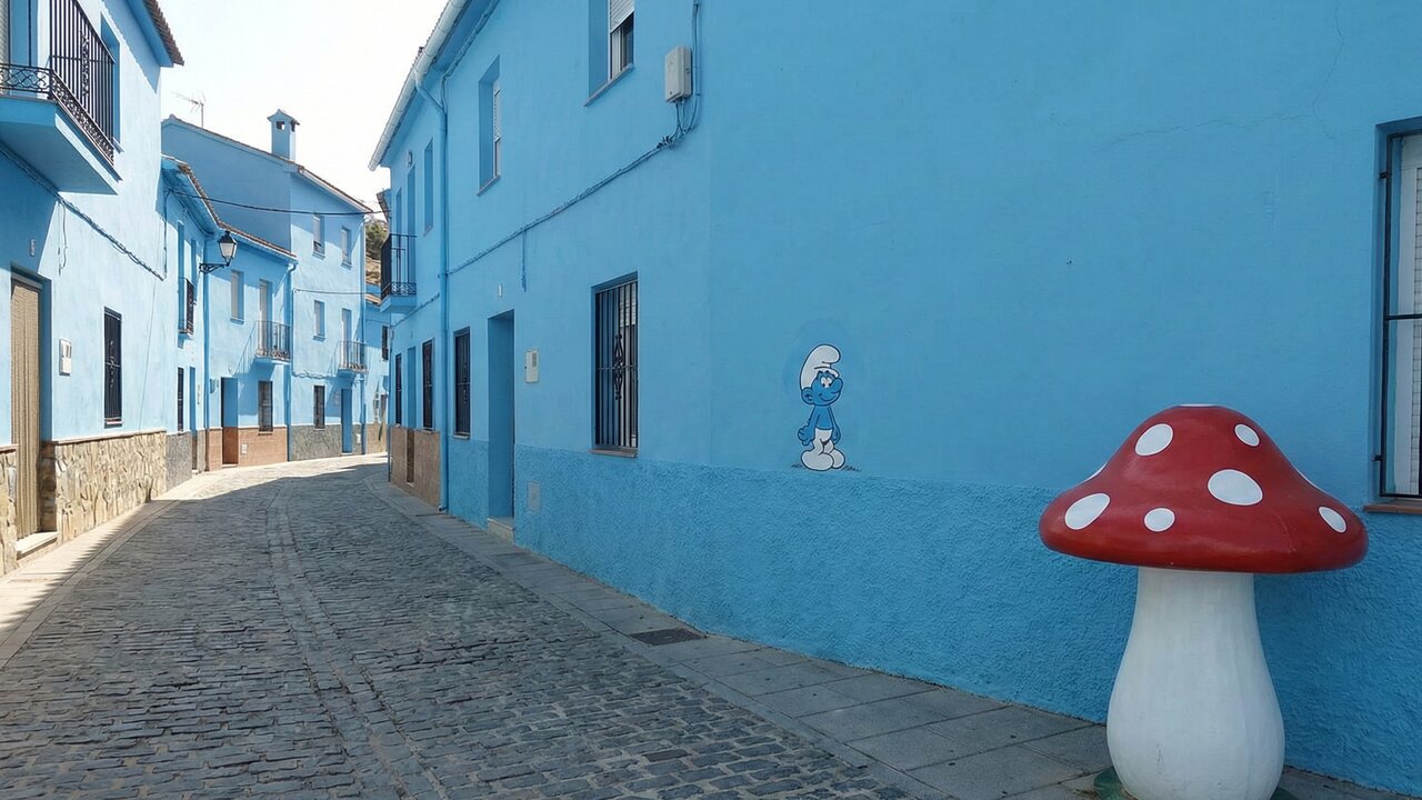 A vila azul dos Smurfs: a cidade na Espanha que foi pintada para um filme e os moradores decidiram nunca mais mudar