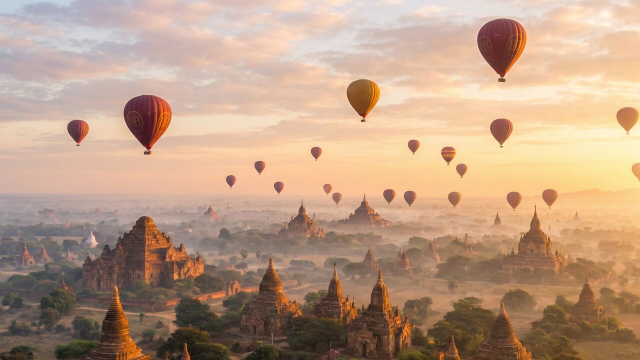 6 mil templos em uma planície: a cidade asiática que oferece o voo de balão mais bonito do mundo Bagan