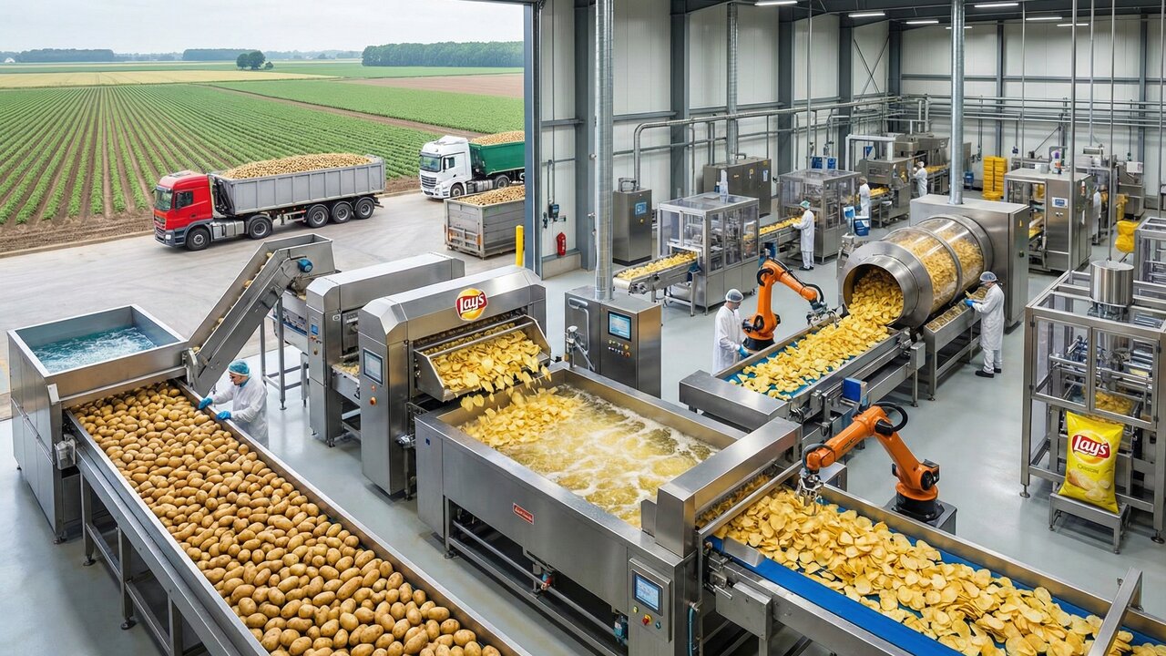 Batatas fatiadas em segundos e uma fritura ultrarrápida: este é o segredo da crocância das batatas Lay's