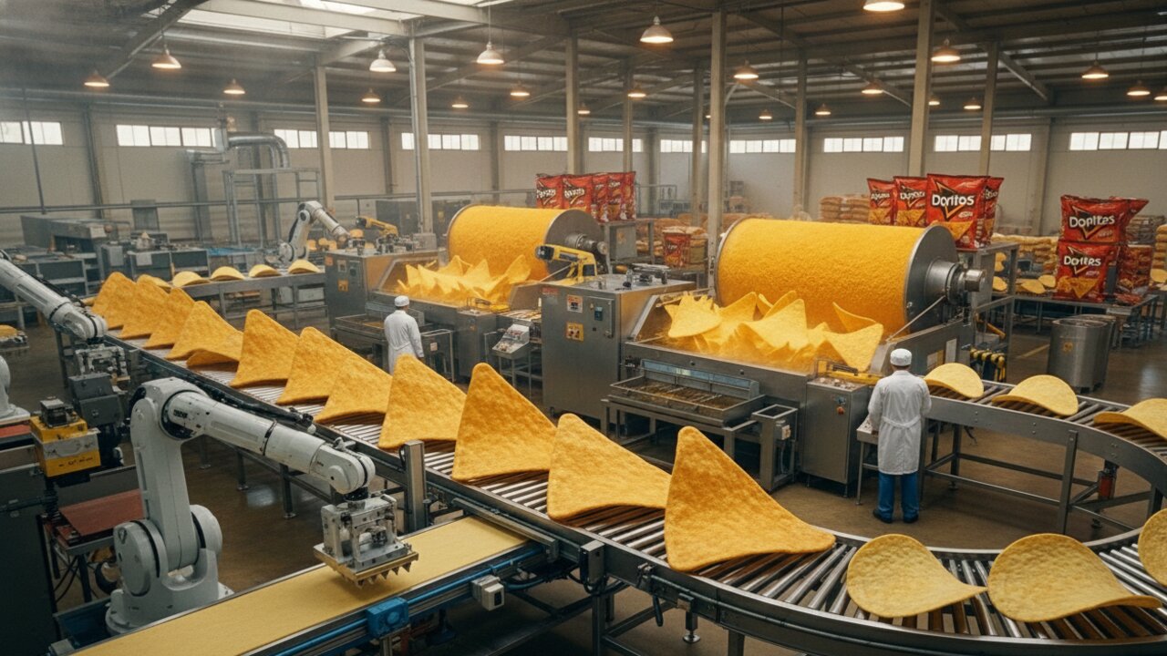 Milhares de tortillas de milho e um corte triangular perfeito: é assim que o salgadinho Doritos é feito