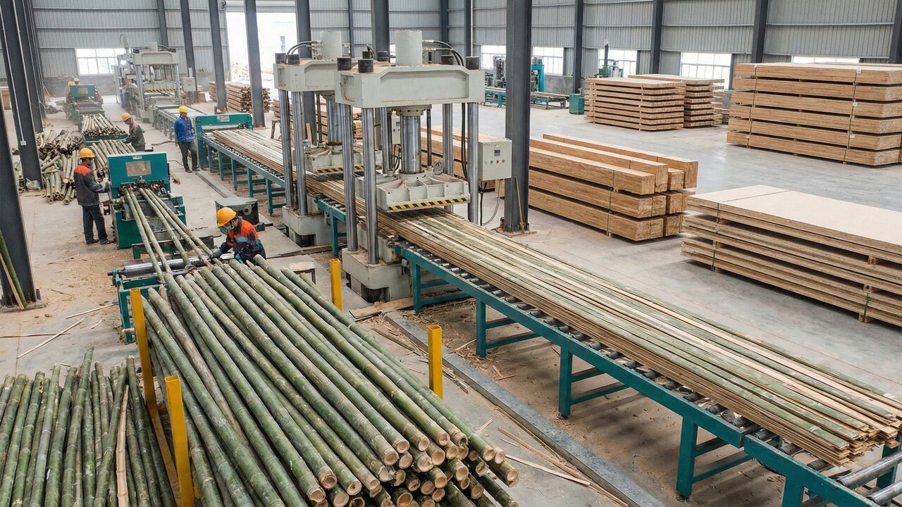 Com colheita manual e prensas que fundem as fibras: é assim que o bambu se transforma em uma madeira resistente e sustentável