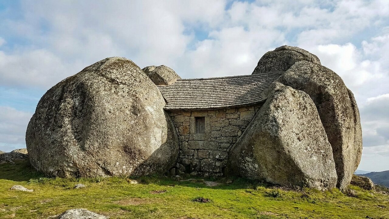 Integrada entre quatro rochas gigantes de granito e construída em 1974, a Casa do Penedo em Portugal virou um marco que dispensa o uso de eletricidade