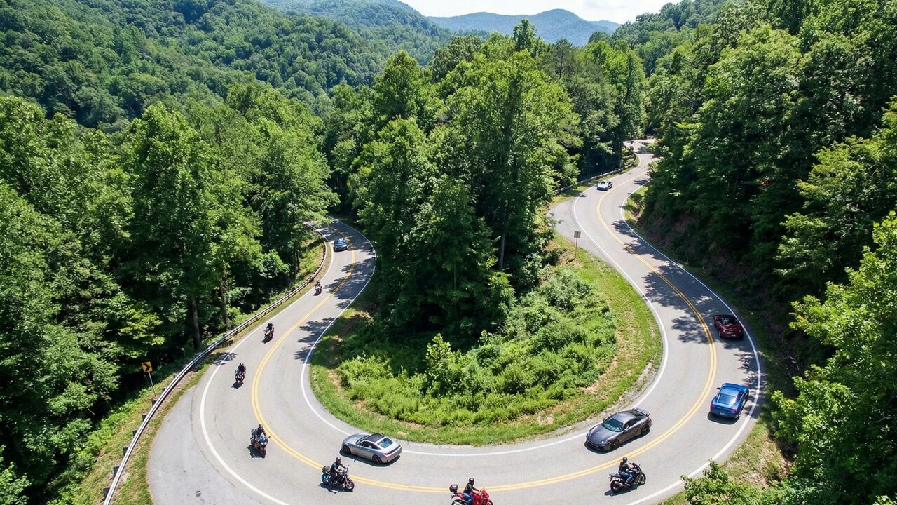 A rodovia americana tem 318 curvas em 18 km; a Tail of the Dragon é o trajeto mais sinuoso e famoso dos EUA para pilotos e motociclistas