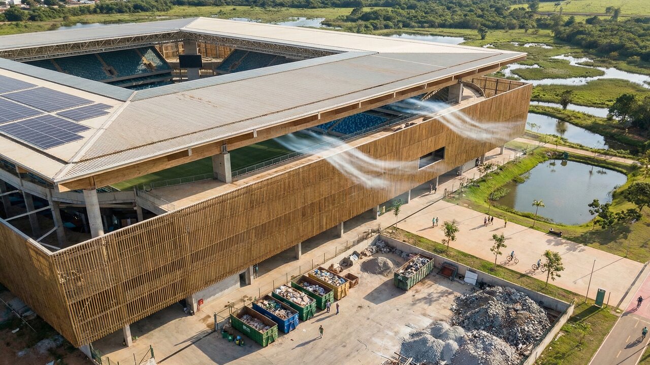 Com estrutura desmontável e foco em sustentabilidade, a arena virou um marco da Copa do Mundo de 2014 no coração do Brasil