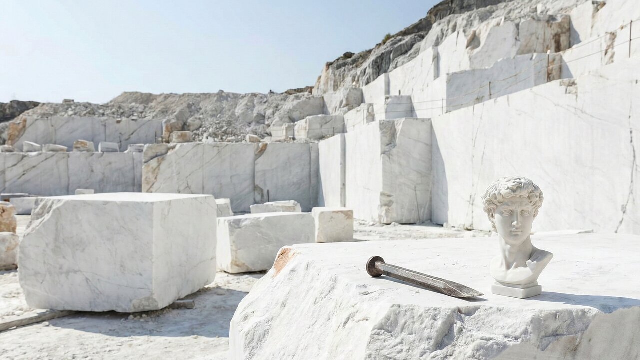 Esqueça o mármore comum, pois esta rocha branca pura de 2.000 anos vestiu o David, sendo a obra-prima eterna de Michelangelo