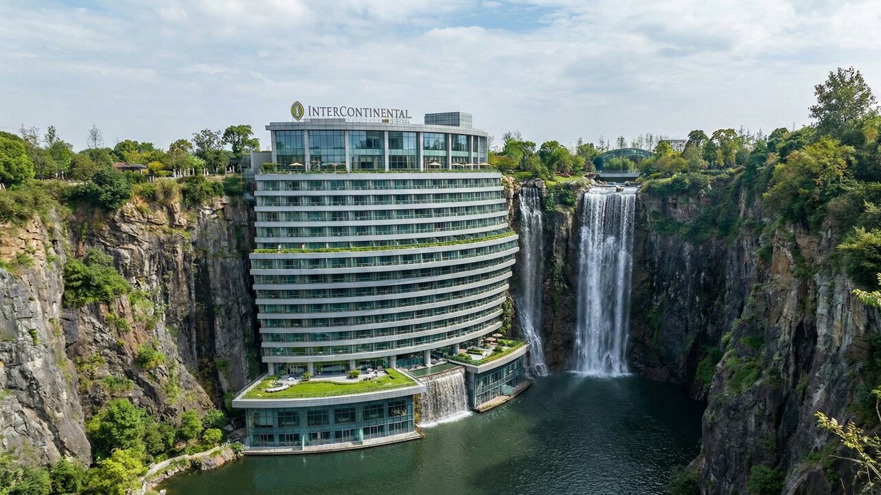 Com 16 andares abaixo do solo, este hotel de luxo na China transformou uma pedreira em uma maravilha da engenharia