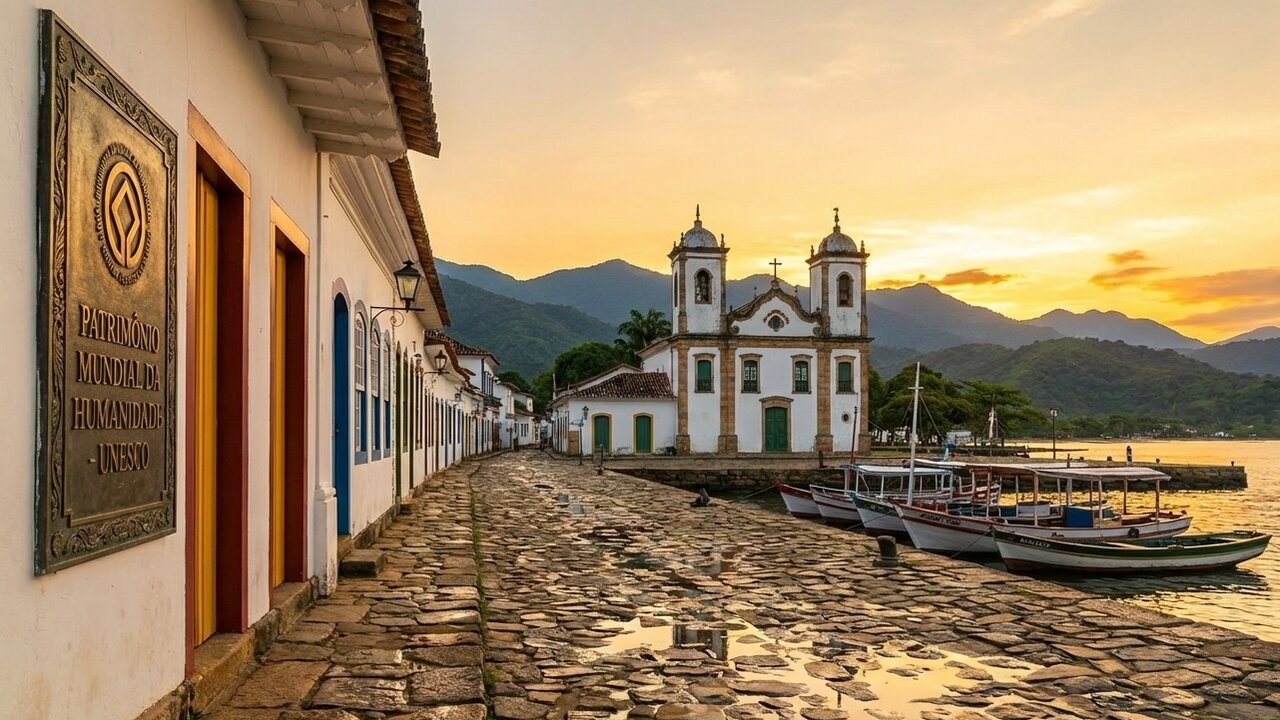 Cidade histórica, reconhecida como Patrimônio Mundial da UNESCO, une cultura e natureza exuberante