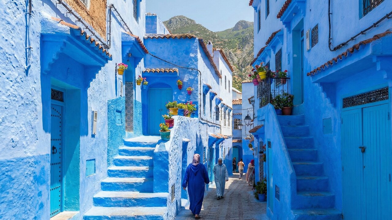 O vilarejo azul: descubra o destino no norte da África onde todas as paredes são pintadas da cor do céu