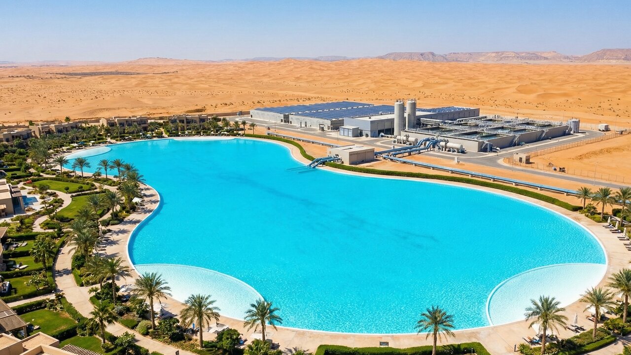 Com seus impressionantes 12 hectares de área, a estrutura detém o recorde do Guinness de maior lagoa cristalina do mundo