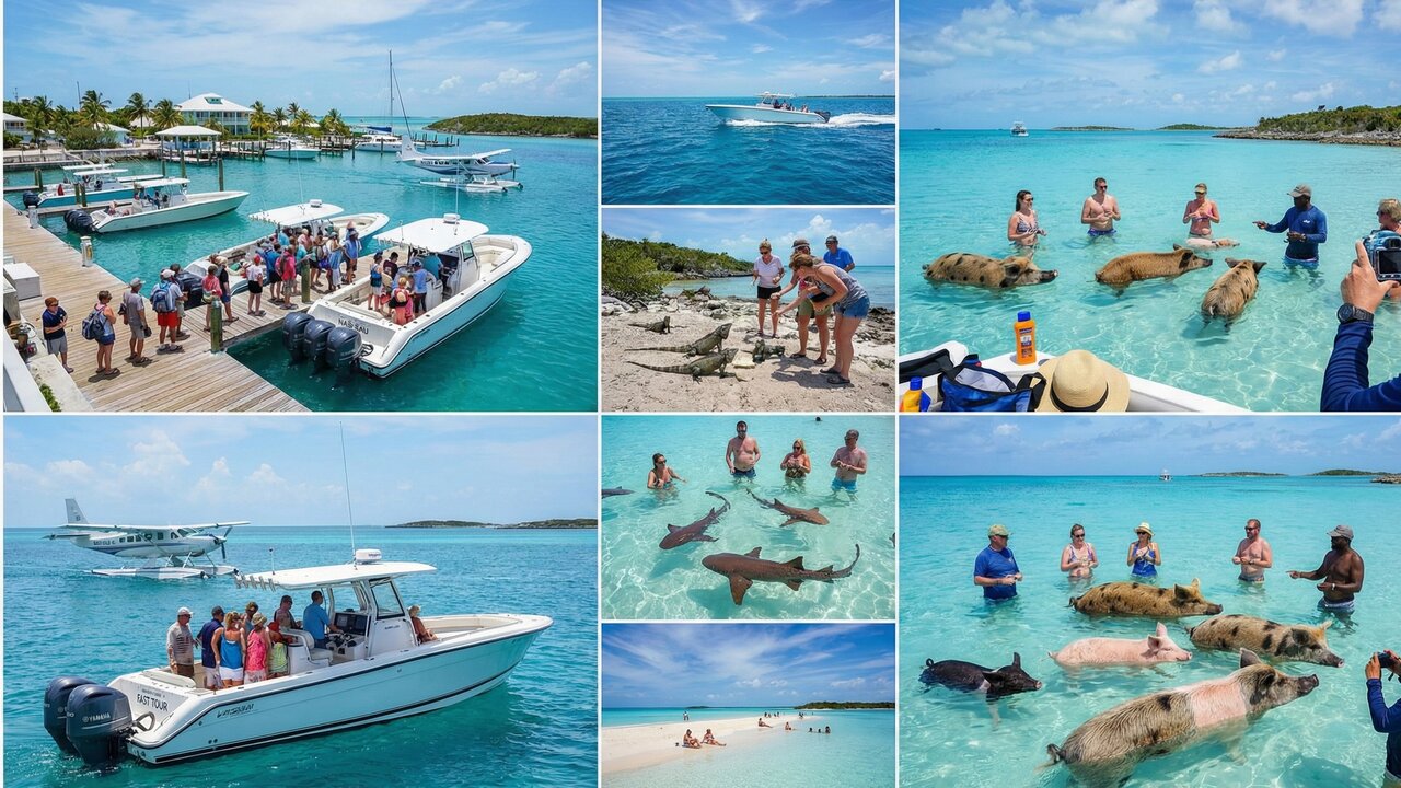 A ilha dos porcos nadadores: o destino caribenho onde você entra no mar ao lado de animais inusitados