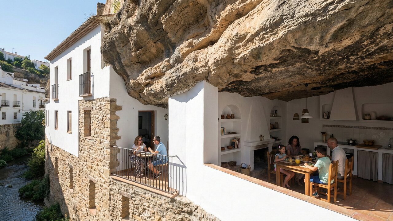 Escondida sob uma rocha gigante: a cidade espanhola onde as casas utilizam o teto de pedra natural