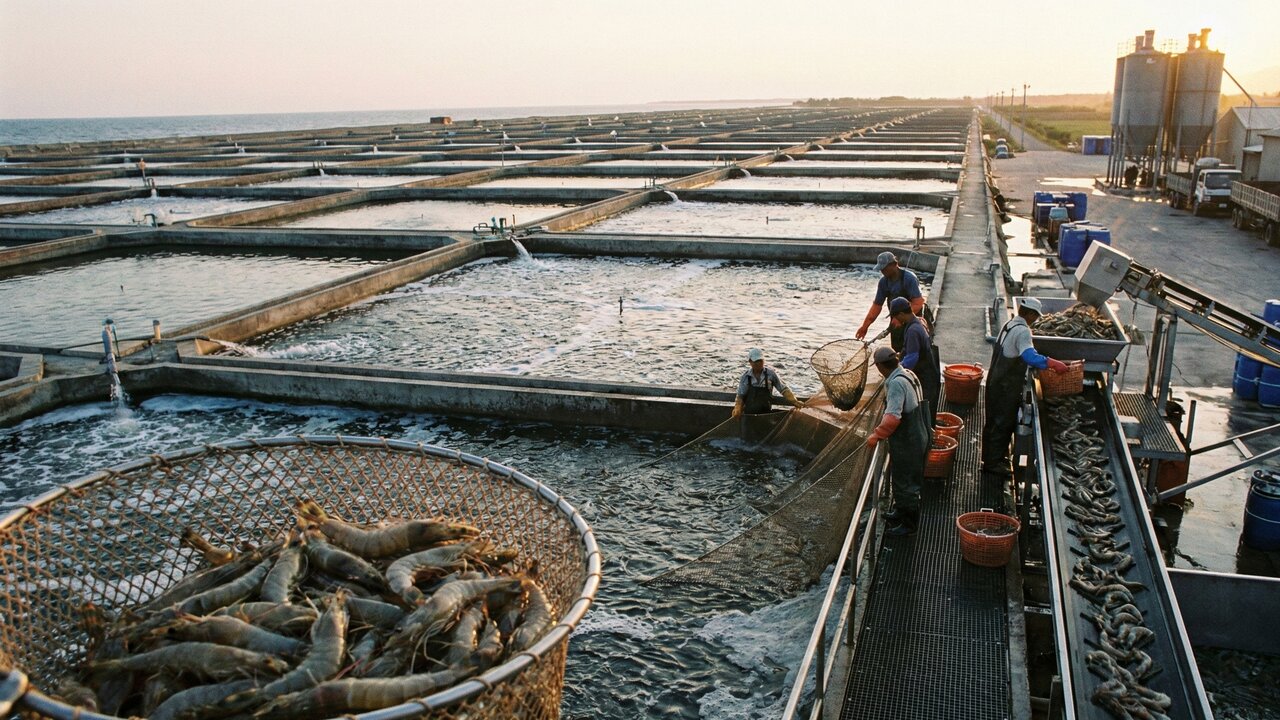 Com milhões de camarões criados em fazendas e um controle rigoroso: é assim que a aquicultura produz o fruto do mar em larga escala