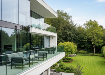 Casa compacta com fachada envidraçada e varanda integrada cria conforto e visual digno de série