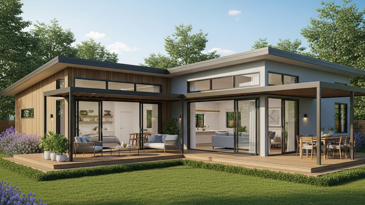 Casa térrea moderna com varanda contínua, 3 quartos e 2 banheiros para conforto e integração total