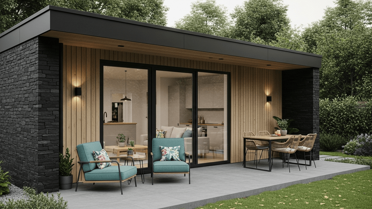 Esta casa moderna com pátio interno impressiona com varanda ampla, vidro do chão ao teto e conforto incomparável