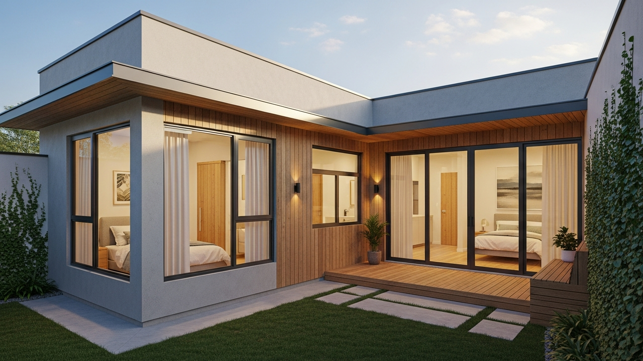 Casa térrea em L de 88 metros quadrados com 2 dormitórios e quintal lateral oferece mais privacidade e integração familiar