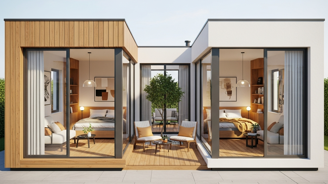 75 metros quadrados bem aproveitados: casa térrea compacta com 2 dormitórios, pátio interno e circulação fluida