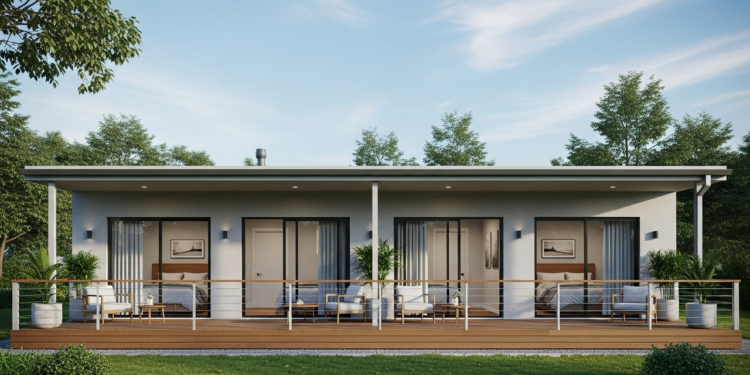 Casa térrea de 100m² com 2 quartos, varanda contínua e jardim ideal para famílias jovens até R$12 mil